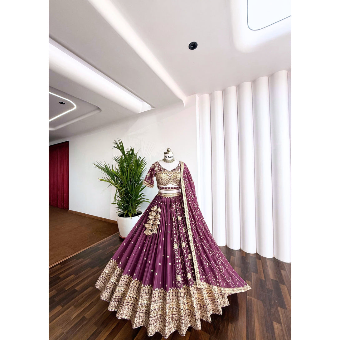 Rosy Purple color Sequence Embroidery work Designer Lehenga Choli BL1580 4