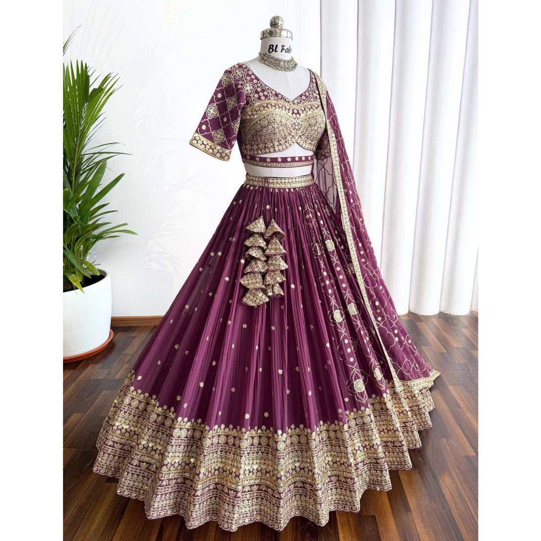 Rosy Purple color Sequence Embroidery work Designer Lehenga Choli BL1580 5
