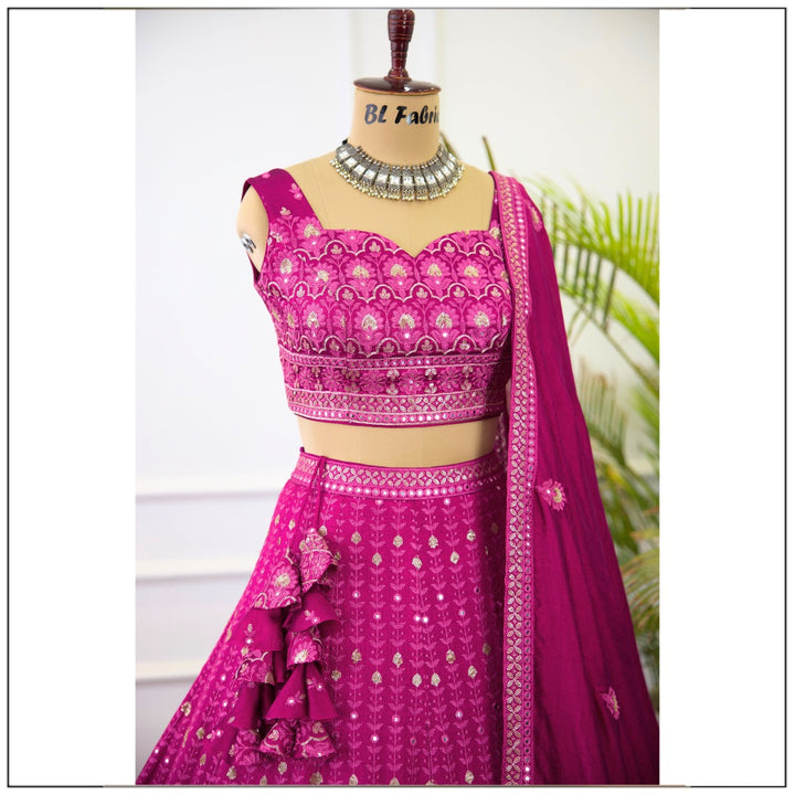 Pink color Designer Sequence Embroidery work Lehenga choli for Wedding Function BL1403 2