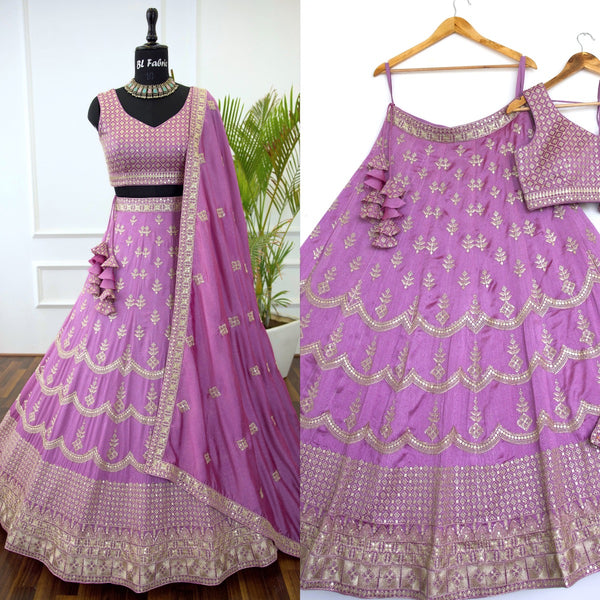 Light Purple color Sequence Thread work Designer Wedding Lehenga Choli For Wedding Function BL1411
