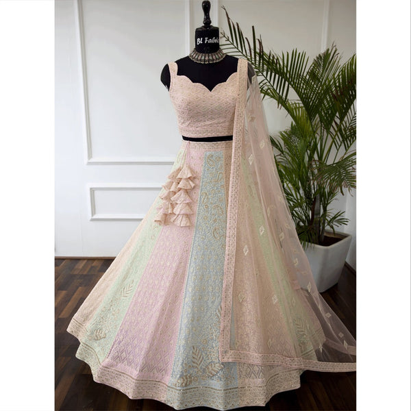 Multi color Sequence Embroidery work Designer Lehenga Choli for Wedding Function BL1425 1