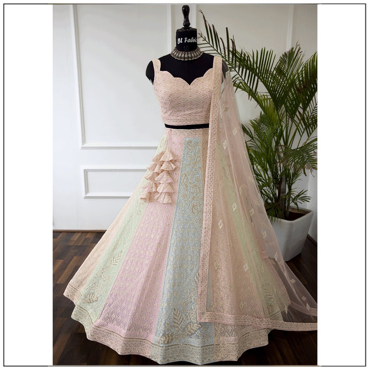 Multi color Sequence Embroidery work Designer Lehenga Choli for Wedding Function BL1425 1