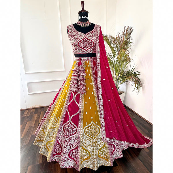 Multi color Sequence Thread Embroidery work Designer Lehenga Choli for Any Function BL1518