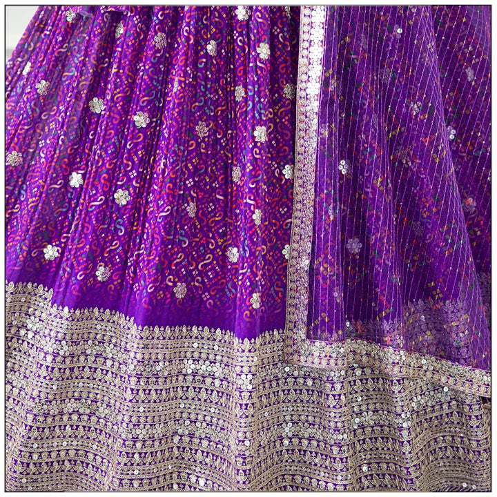 Purple Printed color Sequence Embroidery work Designer Lehenga Choli for Wedding Function BL1426 3