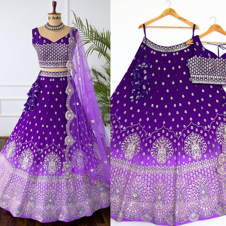 Shadding Purple color Sequence Embroidery work Designer Lehenga choli for Wedding Function BL1431