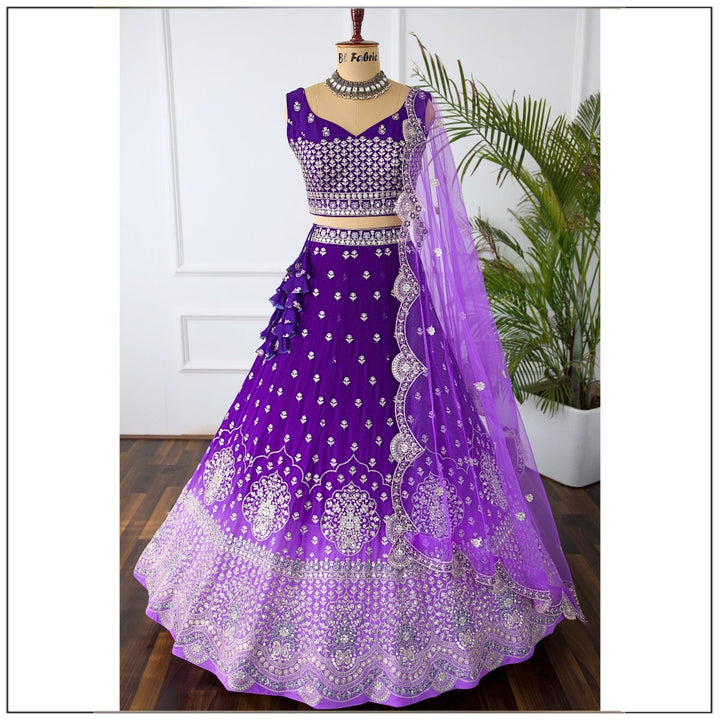 Shadding Purple color Sequence Embroidery work Designer Lehenga choli for Wedding Function BL1431 1