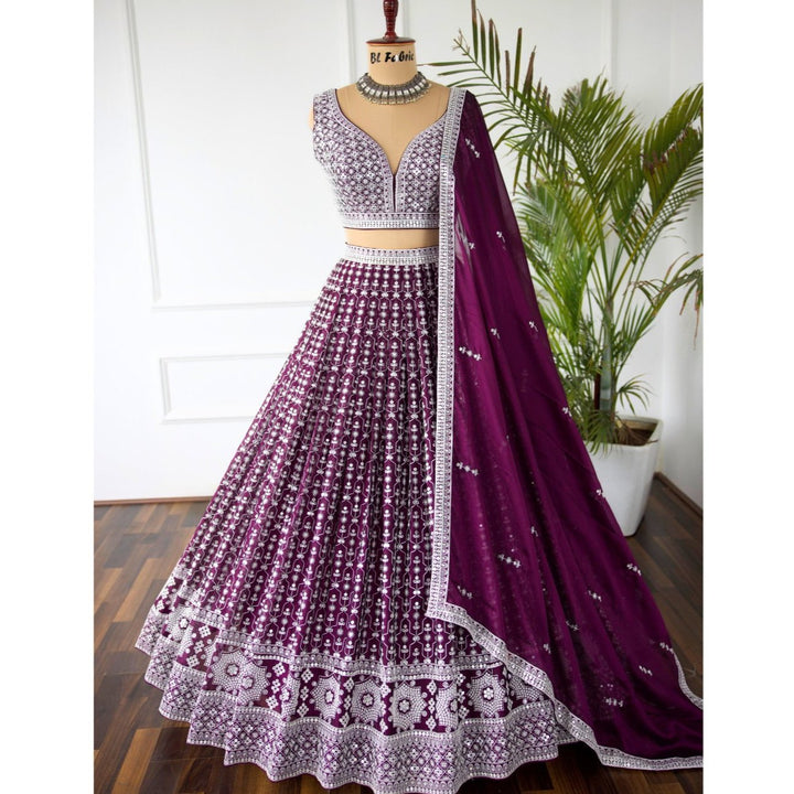 Purple color Sequence Embroidery work Designer Lehenga choli for Wedding Function BL1439