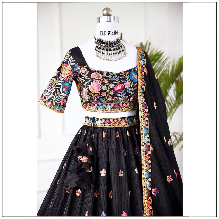 Black color Sequence Embroidery work Designer Lehenga choli for Wedding Function BL1440 1