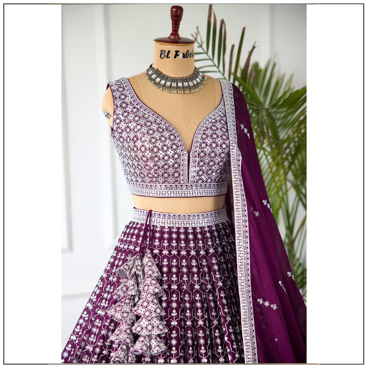 Purple color Sequence Embroidery work Designer Lehenga choli for Wedding Function BL1439 1