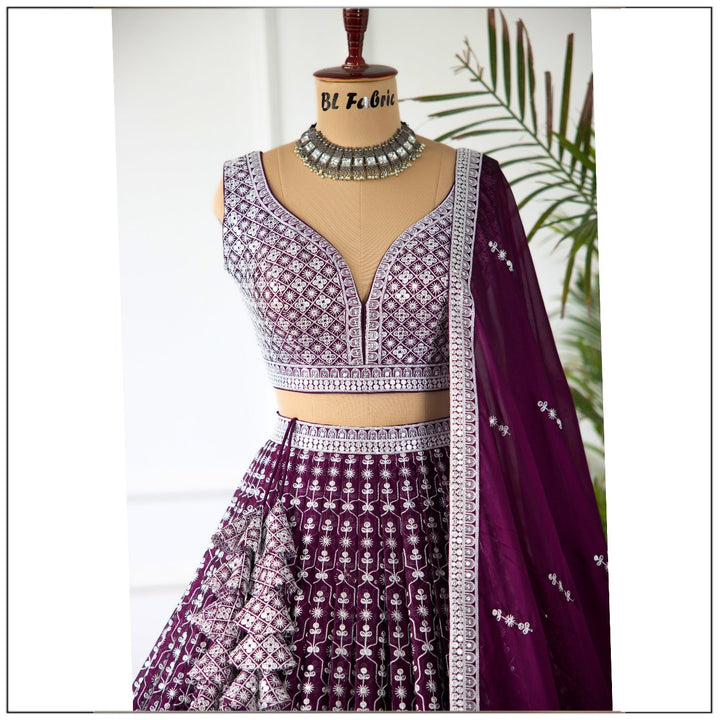 Purple color Sequence Embroidery work Designer Lehenga choli for Wedding Function BL1439 2