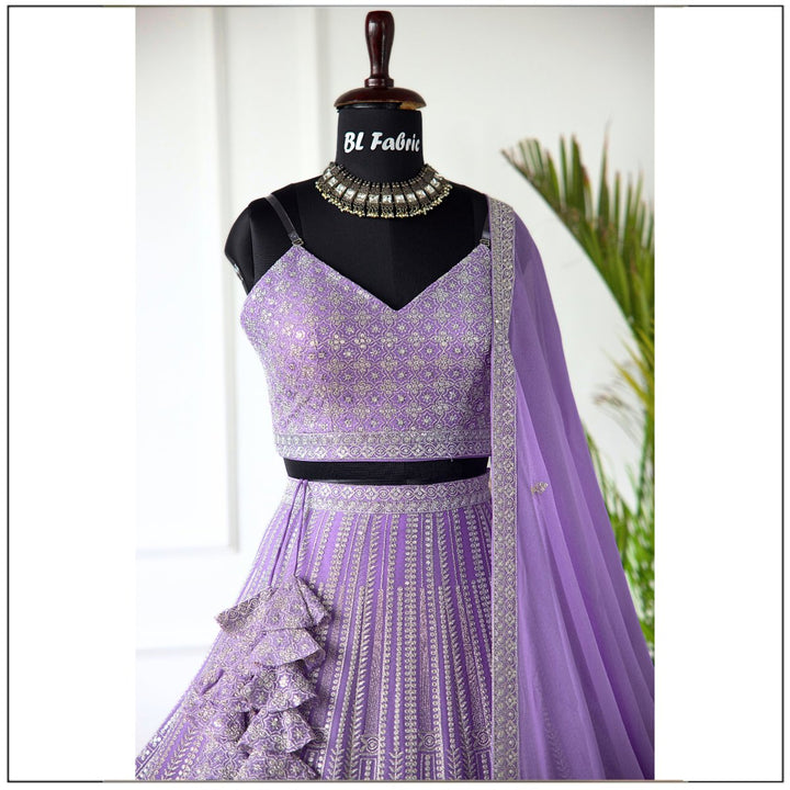 Light Purple color Embroidery & Sequence work Designer Lehenga Choli for Wedding Function BL1460 1