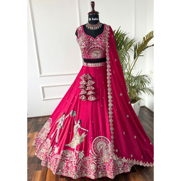 Pink color Real Mirror & Sequence Embroidery work Designer Lehenga Choli BL1547
