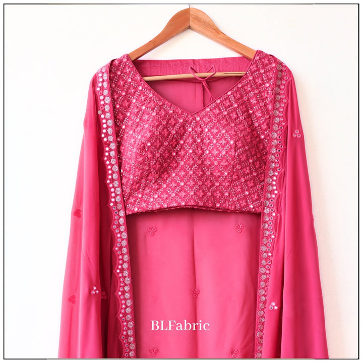 Pink color Mirror & Embroidery work Designer Lehenga Choli for Wedding Function BL1237 6
