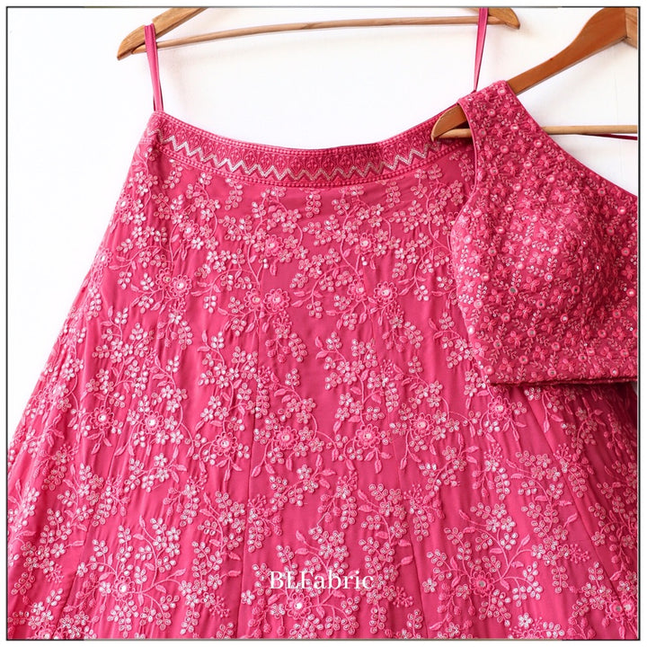 Pink color Mirror & Embroidery work Designer Lehenga Choli for Wedding Function BL1237 2