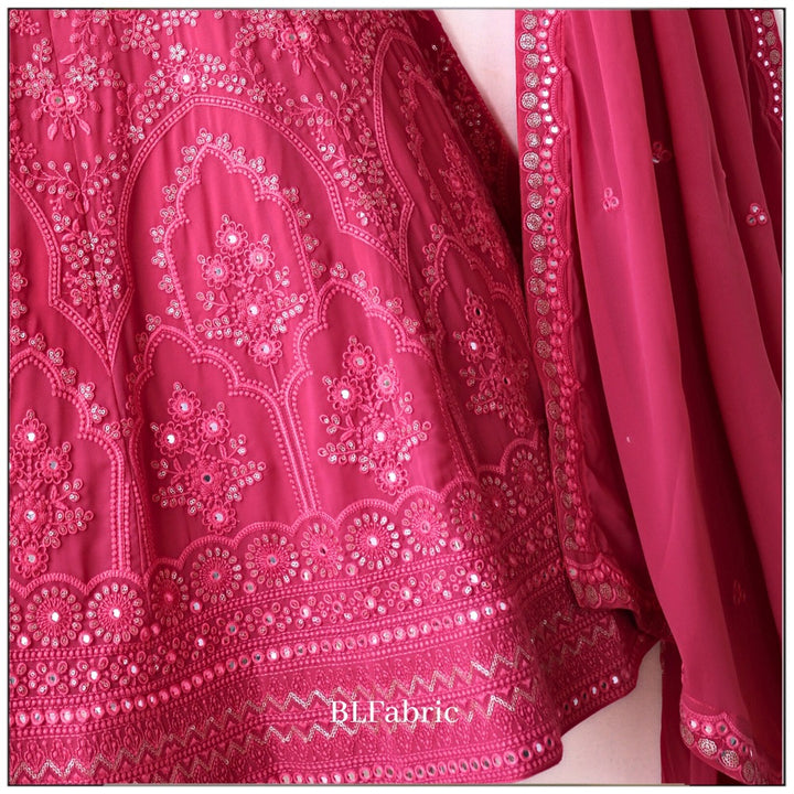 Pink color Mirror & Embroidery work Designer Lehenga Choli for Wedding Function BL1237 3