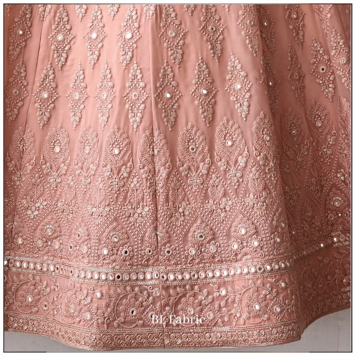 Peach color Mirror & Embroidery work Designer Lehenga Choli for Wedding Function BL1242 4