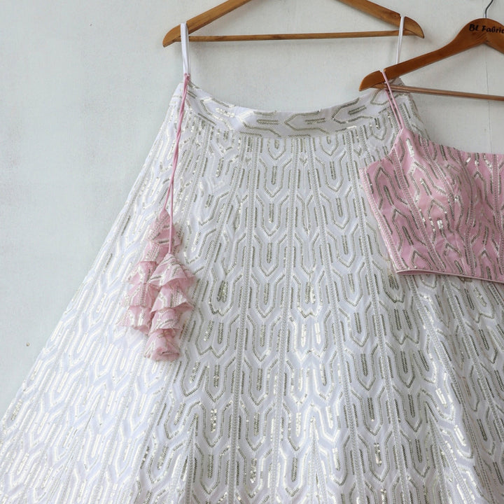 White Pink Shading color Sequence & Thread work Designer Wedding Lehenga Choli BL1269 2