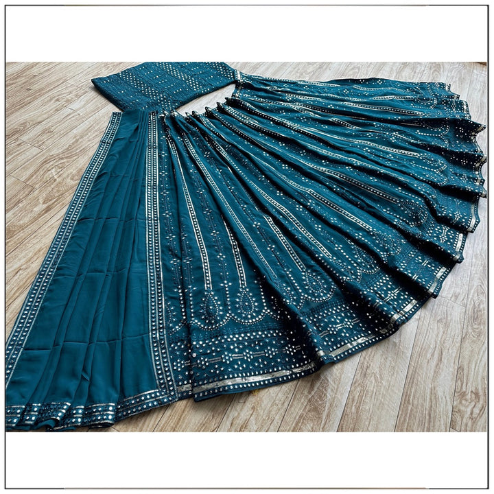 Blue color Mirror & Sequence Embroidery work Designer Wedding Lehenga Choli BL1272 1