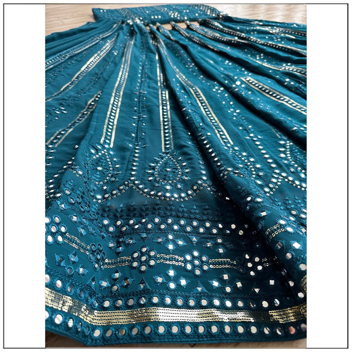 Blue color Mirror & Sequence Embroidery work Designer Wedding Lehenga Choli BL1272 2