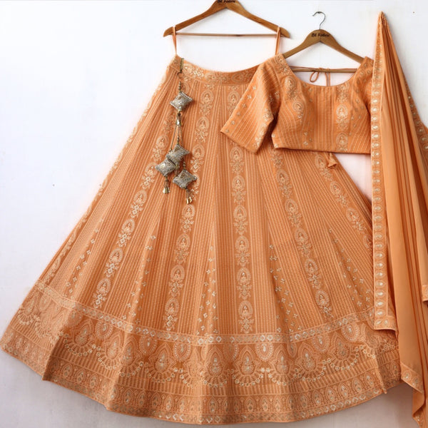Light Orange color Sequence & Thread work Designer Wedding Lehenga Choli For Wedding Function BL1281
