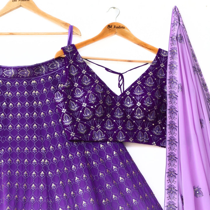 Shadding Purple color Sequence Embroidery work Designer Wedding Lehenga Choli BL1306 2