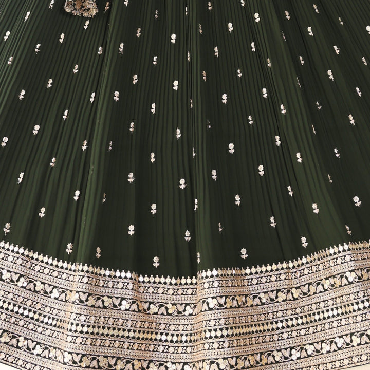 Green color Sequence Zari work Designer Wedding Lehenga Choli For Wedding Function BL1318 4