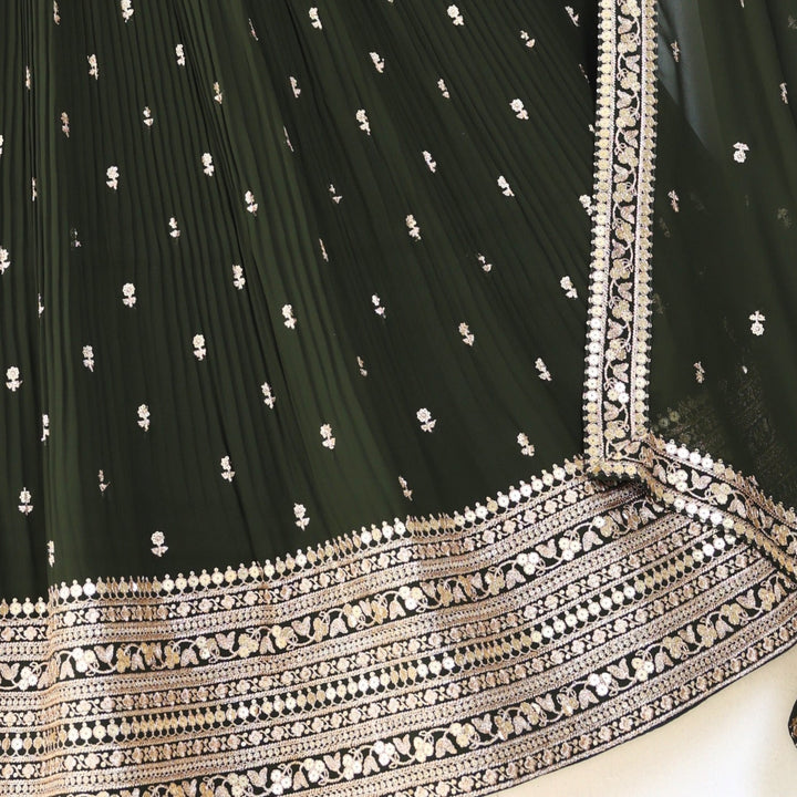 Green color Sequence Zari work Designer Wedding Lehenga Choli For Wedding Function BL1318 3
