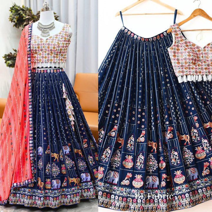 Blue color Sequence Embroidery work Designer Lehenga Choli for Any Function BL1240 11