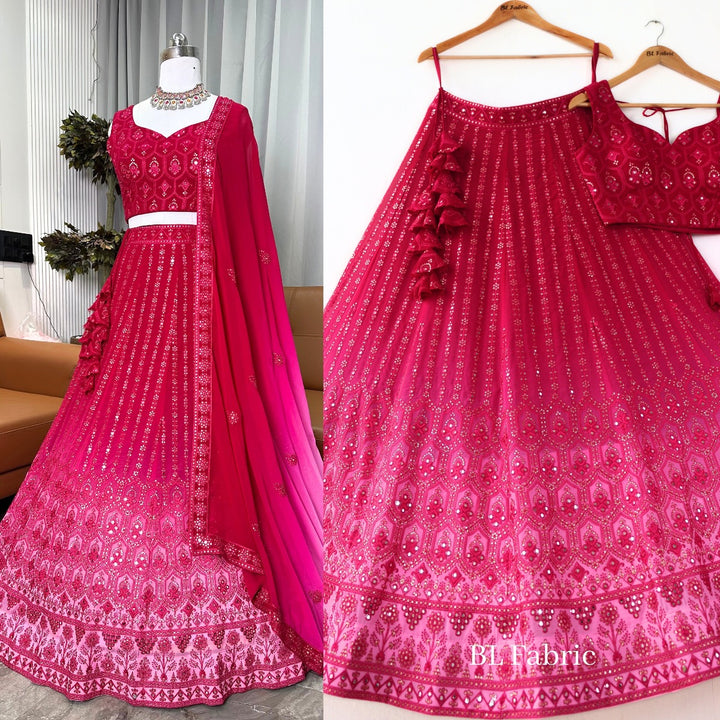 Shadding Pink color Sequence & Thread work Designer Wedding Lehenga Choli For Wedding Function BL1287 6