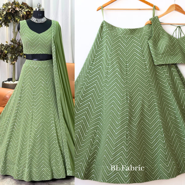 Green color Sequence Embroidery work Designer Lehenga Choli for Any Function BL1241