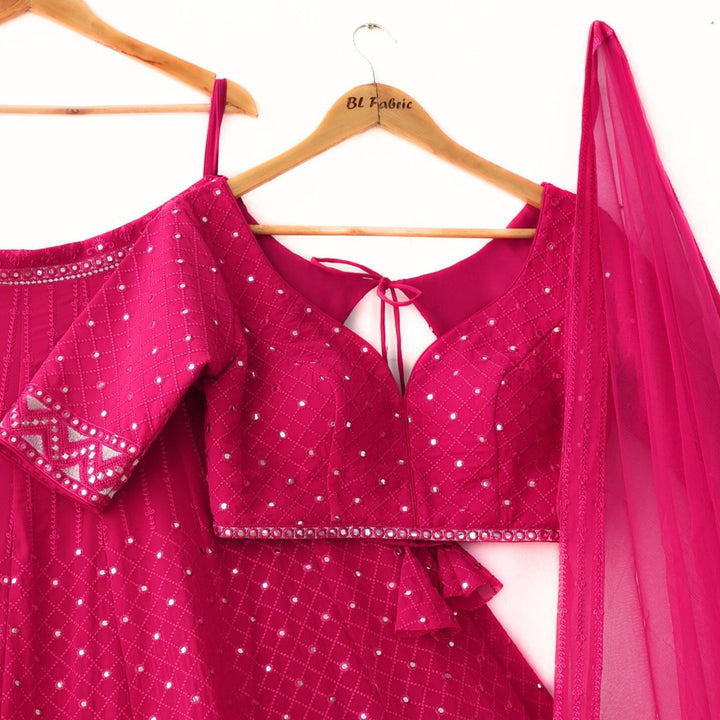 Pink color Designer Embroidery & Mirror work Lehenga choli for Wedding Function BL1332 1