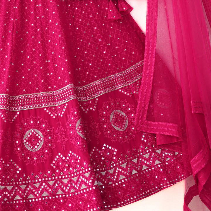Pink color Designer Embroidery & Mirror work Lehenga choli for Wedding Function BL1332 3