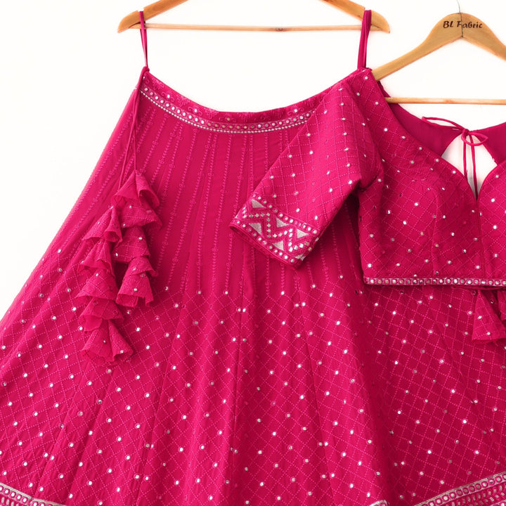 Pink color Designer Embroidery & Mirror work Lehenga choli for Wedding Function BL1332 2