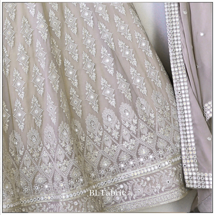 Light Grey color Mirror & Embroidery work Designer Lehenga Choli for Wedding Function BL1242 4
