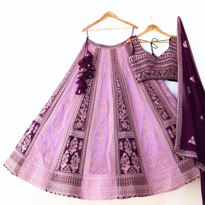 Purple color Sequence & Thread Embroidery work Designer Wedding Lehenga Choli BL1340 1