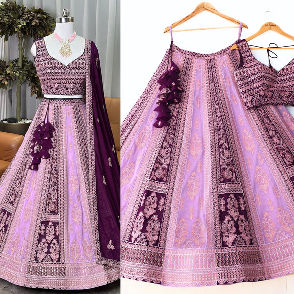 Purple color Sequence & Thread Embroidery work Designer Wedding Lehenga Choli BL1340