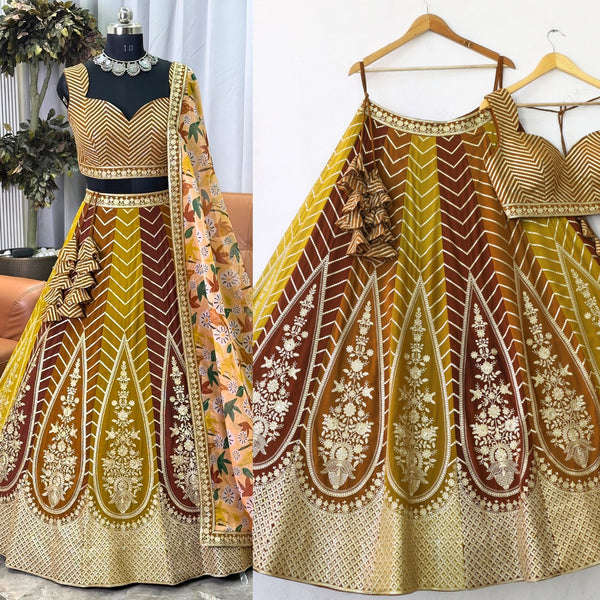 Multi color Sequence & Zari Embroidery work Designer Lehenga Choli for Wedding Function BL1349