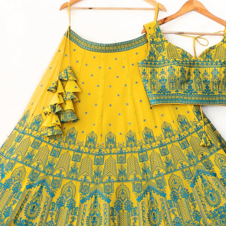 Lemon Yellow color Crush Fabric Embroidery work Designer Lehenga Choli for Any Function BL1352 2