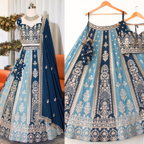 Blue color Sequence & Zari Embroidery work Designer Wedding Lehenga Choli BL1360