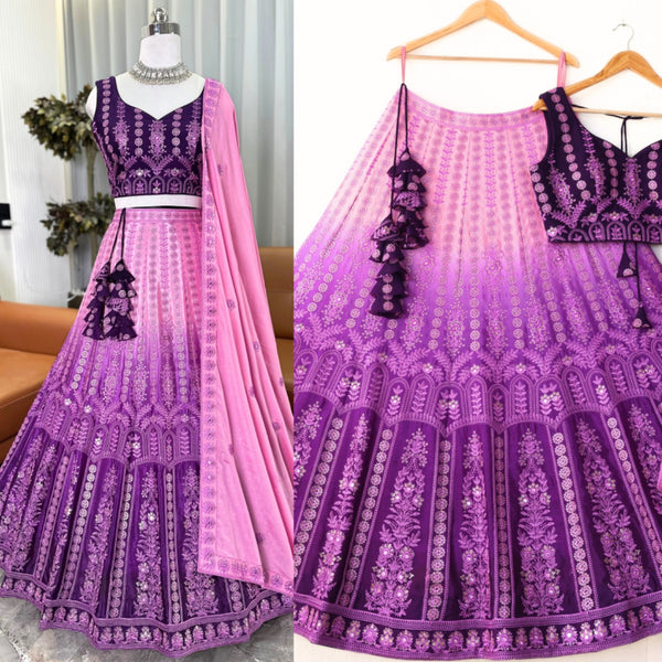 Shadding Purple color Sequence & Thread work Designer Wedding Lehenga Choli For Wedding Function BL1362