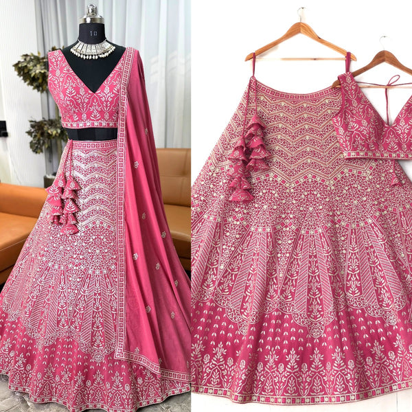 Light Pink color Sequence & Zari Embroidery work Designer Wedding Lehenga Choli BL1364