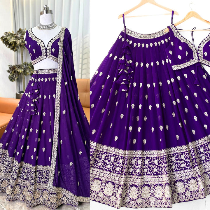 Purple color Sequence & Zari Embroidery work Designer Lehenga Choli for Any Function BL1365