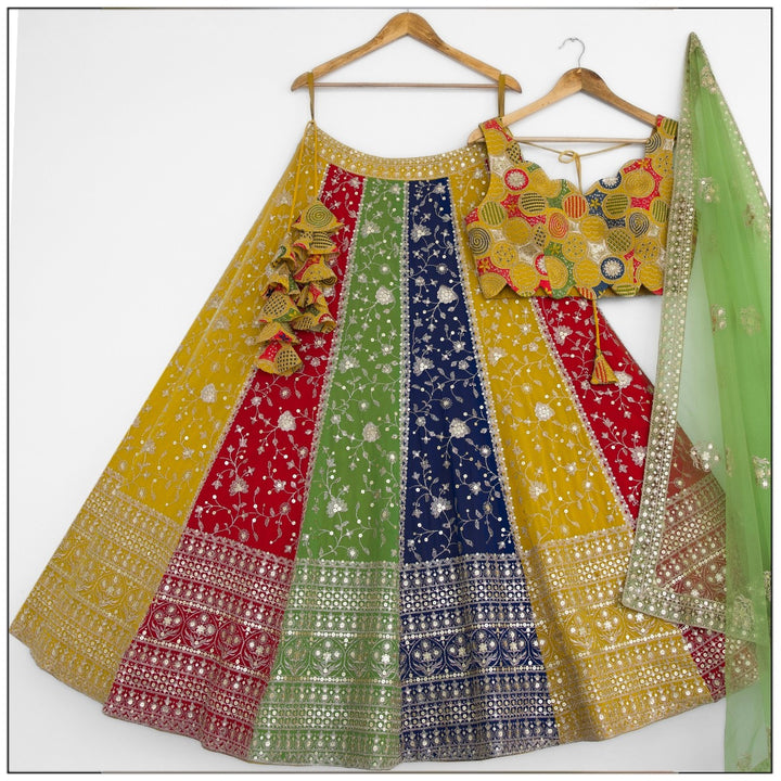 Multi color Sequence Thread work Designer Wedding Lehenga Choli For Wedding Function BL1367_1