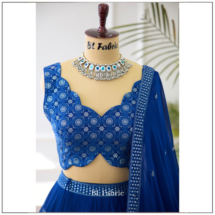 Firozi color Sequence & Embroidery work Designer Lehenga Choli for Wedding Function BL1376 1
