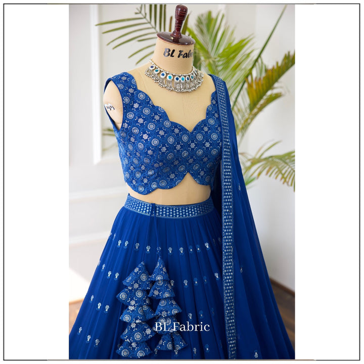 Firozi color Sequence & Embroidery work Designer Lehenga Choli for Wedding Function BL1376 2