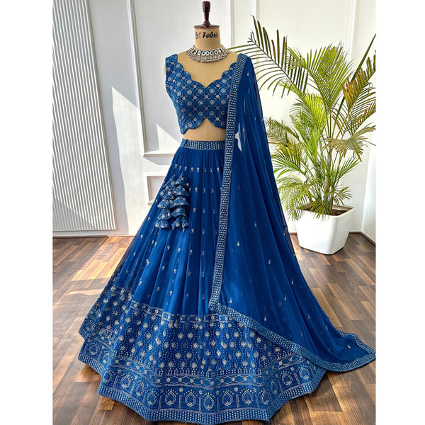 Firozi color Sequence & Embroidery work Designer Lehenga Choli for Wedding Function BL1376