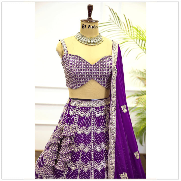 Purple color Diamond & Sequence Embroidery work Designer Lehenga Choli for Wedding Function BL1387 2