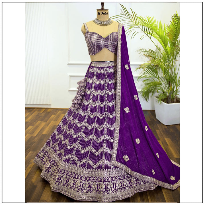 Purple color Diamond & Sequence Embroidery work Designer Lehenga Choli for Wedding Function BL1387 1