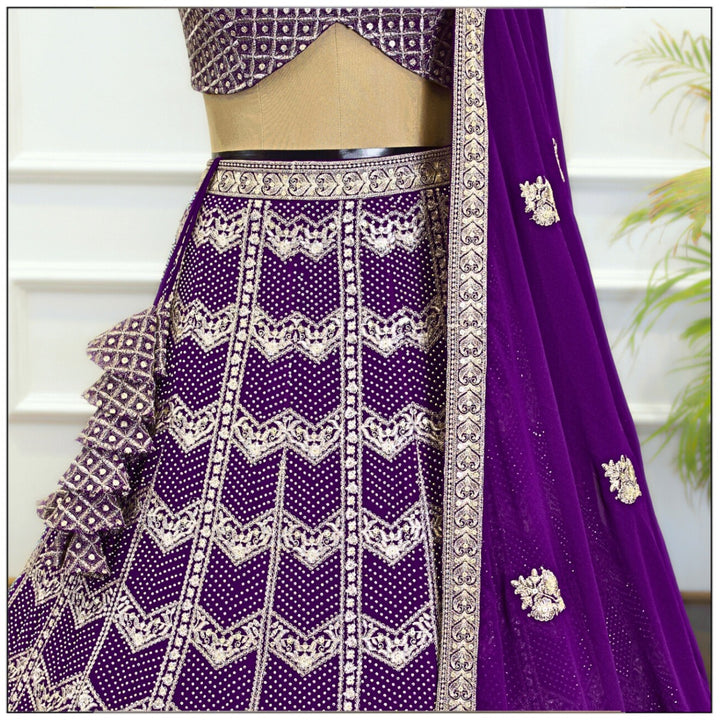 Purple color Diamond & Sequence Embroidery work Designer Lehenga Choli for Wedding Function BL1387 3