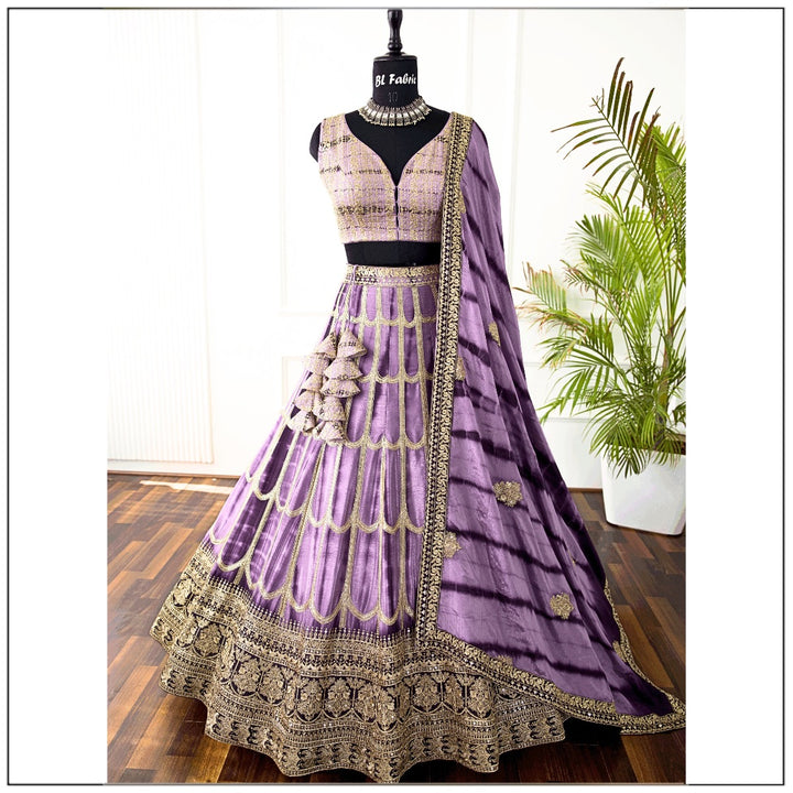 Purple color Sequence & Thread Embroidery work Designer Lehenga Choli for Wedding Function BL1399 1